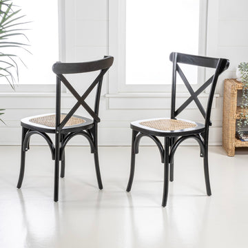 Cassis Traditional X-Back Wood Rattan Dining Chair - JONATHAN Y